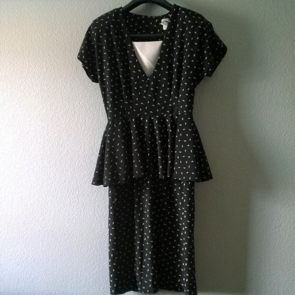 Black Peplum Patterned Dress